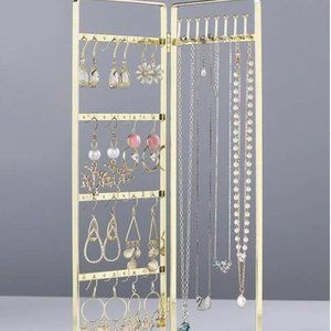 Jewelry Holder, Gold standup, folding jewelry stand, cute jewelry organizer